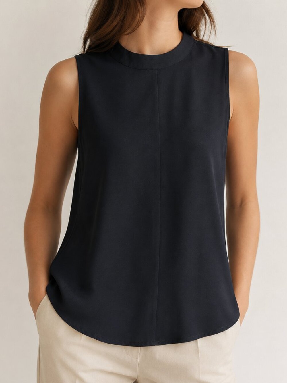 Paper Crane Black Blouse Top Sleeveless Back Zip Sz. M